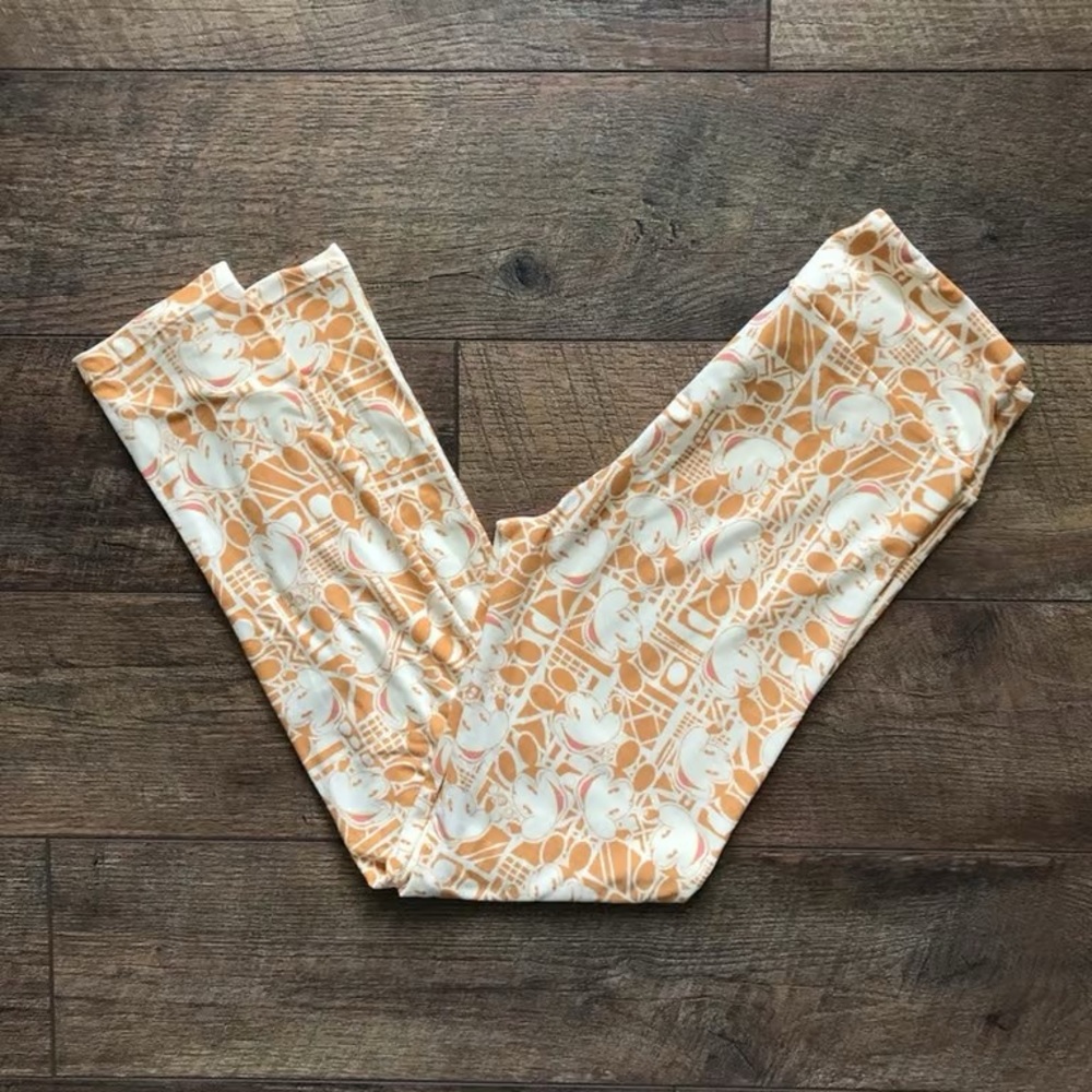 Kids Peach & White Patterned Leggings